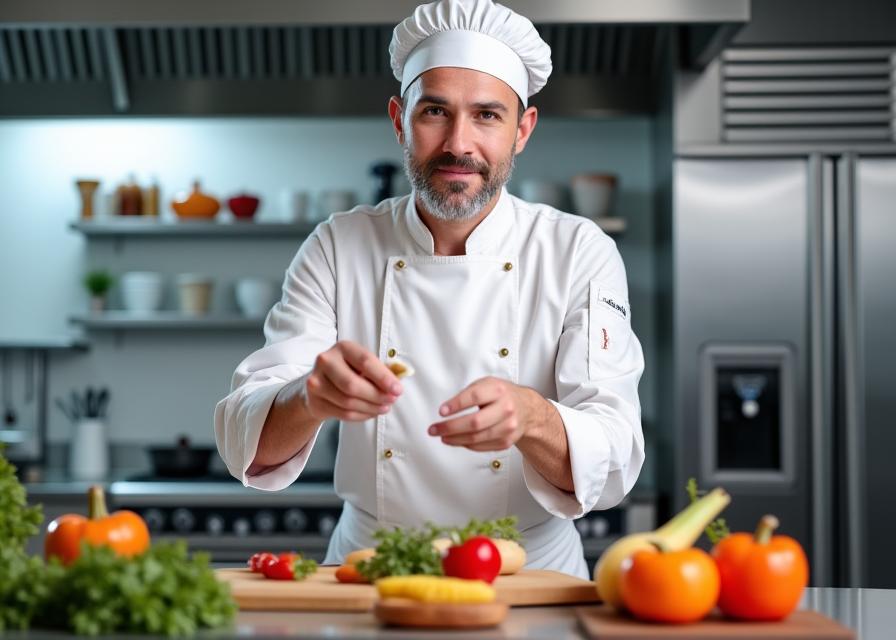 Chef providing virtual cooking demonstration