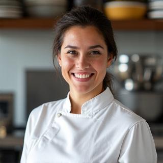 Chef Emma Rodriguez in professional kitchen